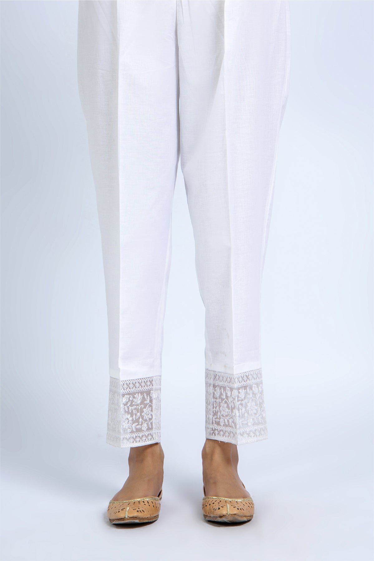 EMBROIDERED CAMBRIC TROUSER
