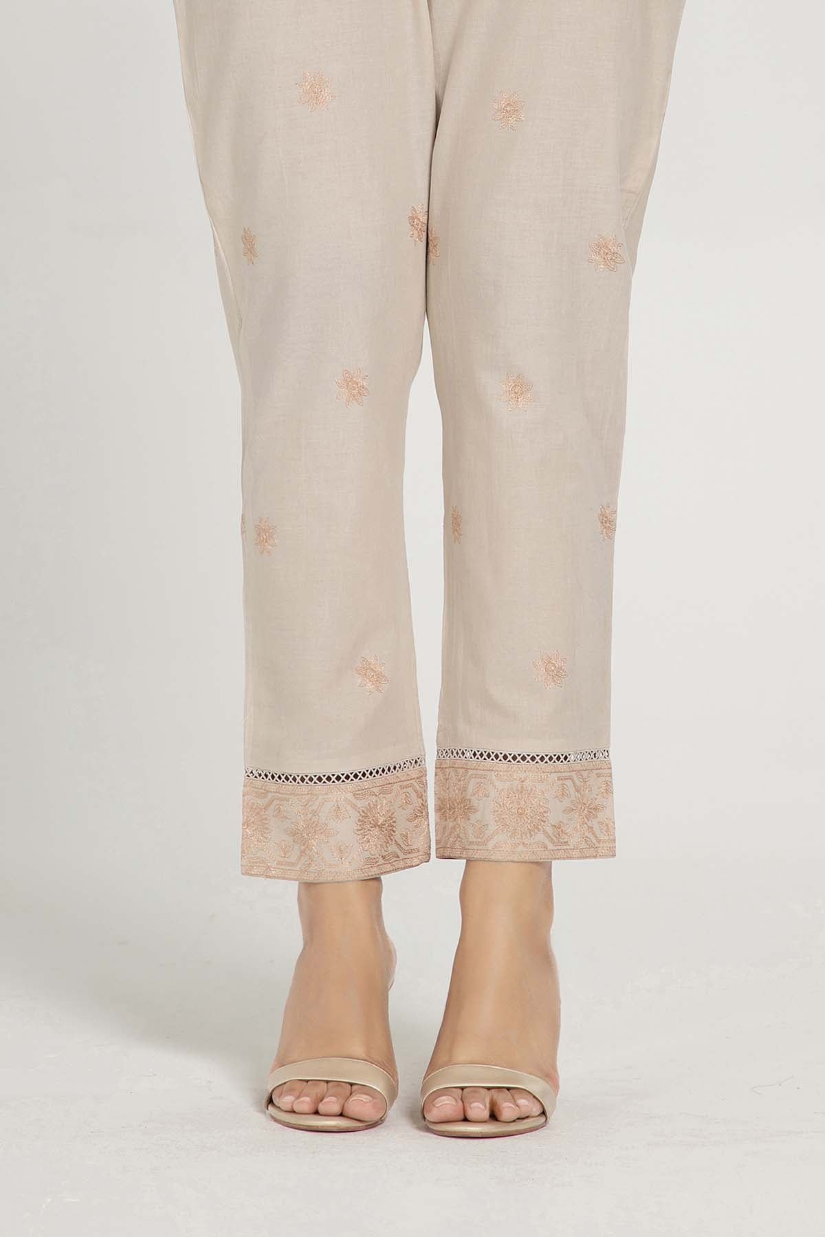 EMBROIDERED CAMBRIC TROUSER