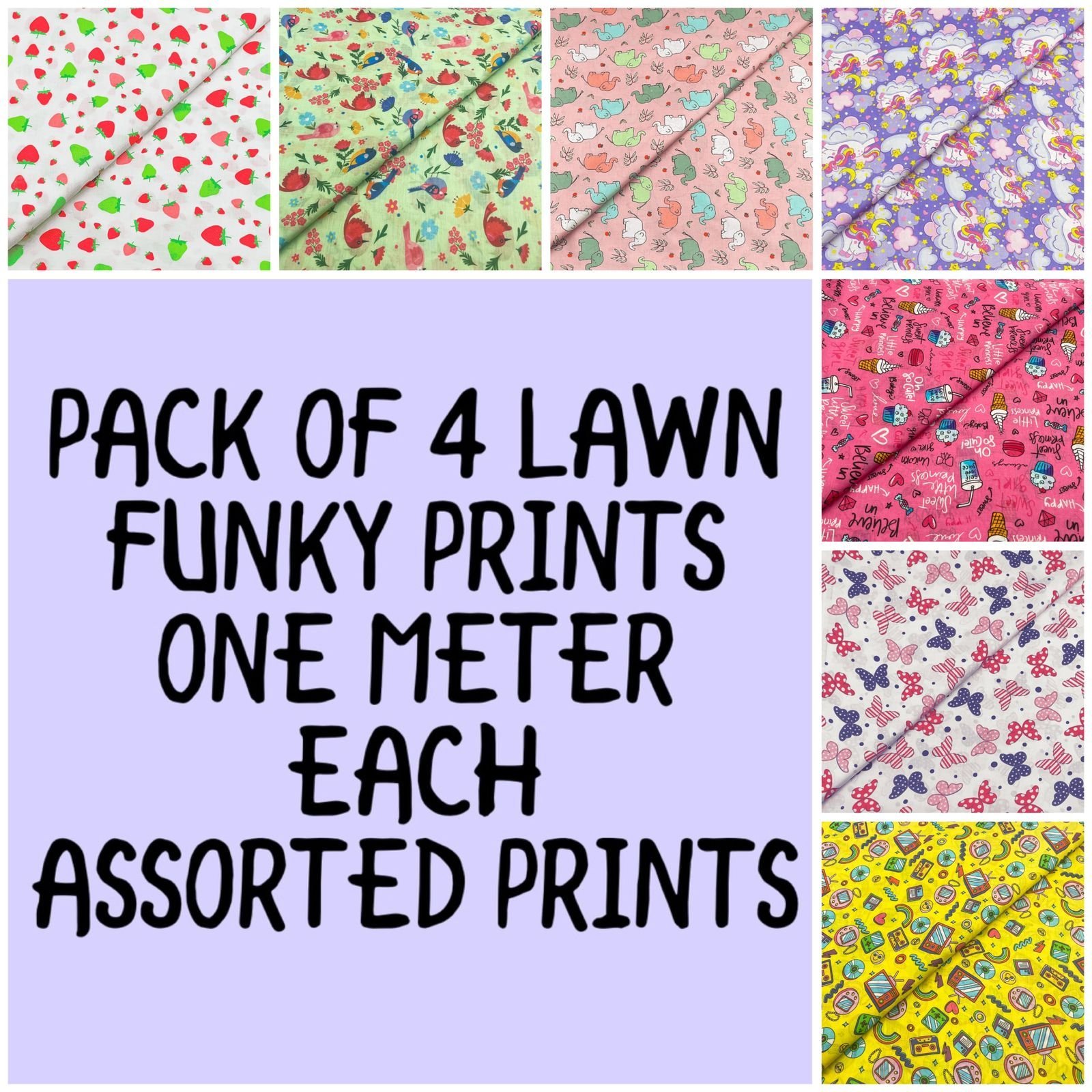 Lawn Print Cut Piece Bundle - Funky