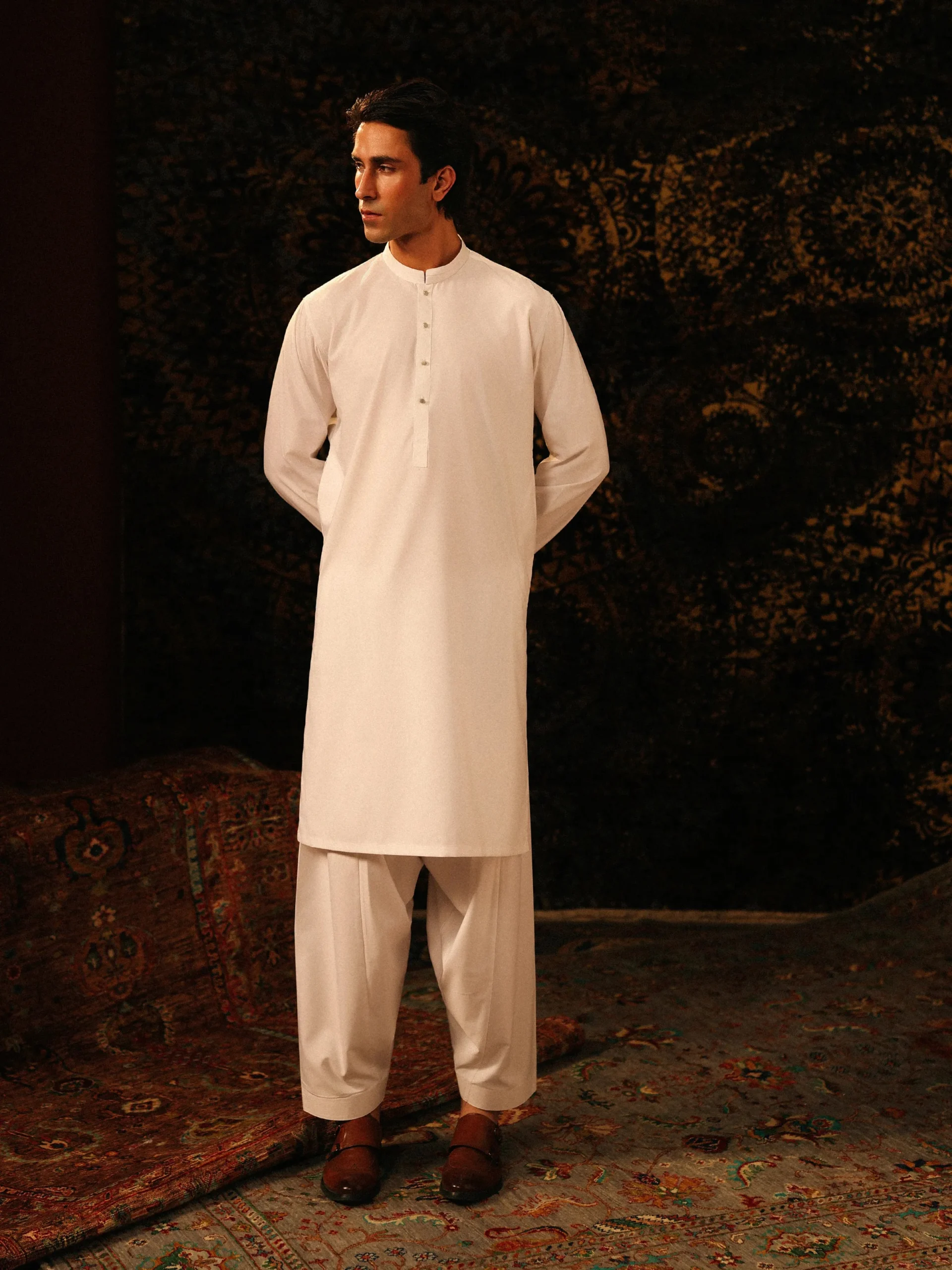 Men’s Off White Kurta Shalwar – EMTKS5-41185