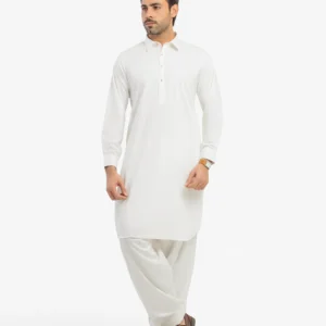 Men's Off White Kurta Shalwar - EMTKST5-99614