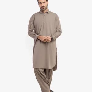 Men's Sand Grey Kurta Shalwar - EMTKS5-41197