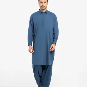 Men's Teal Blue Kurta Shalwar - EMTKS5-41206