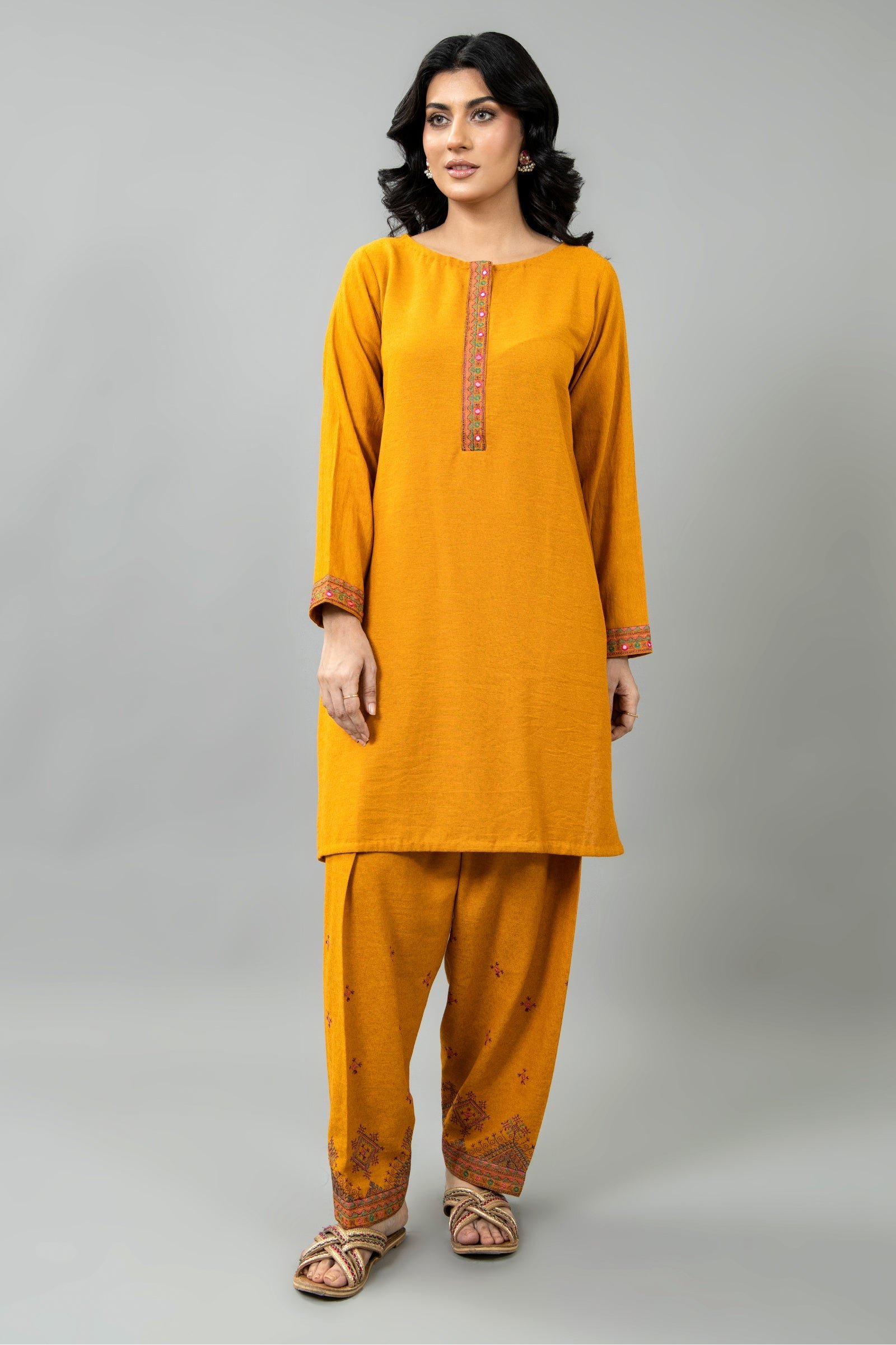 PRET EMBROIDERED & EMBELISHED COTTON KARANDI 2 PCS