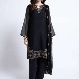 PRET EMBROIDERED KARANDI NET 3 PCS