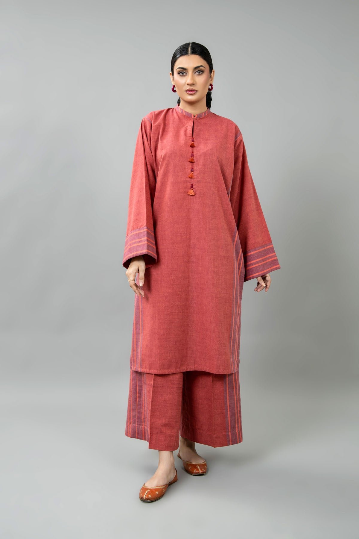 PRET SOLID YARN DYED STRIP KHADDAR 2 PCS