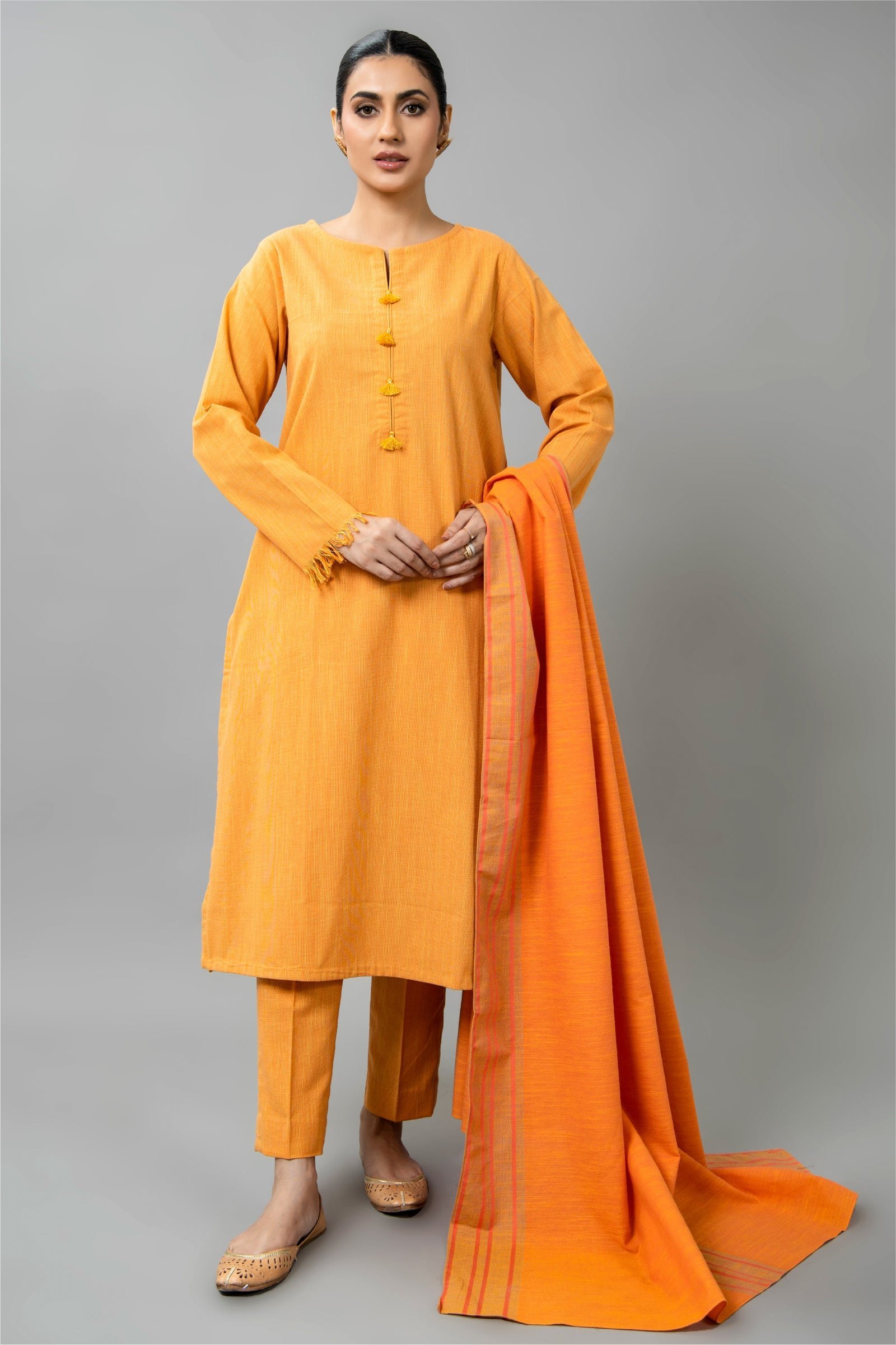 PRET SOLID YARN DYED STRIP KHADDAR 3 PCS